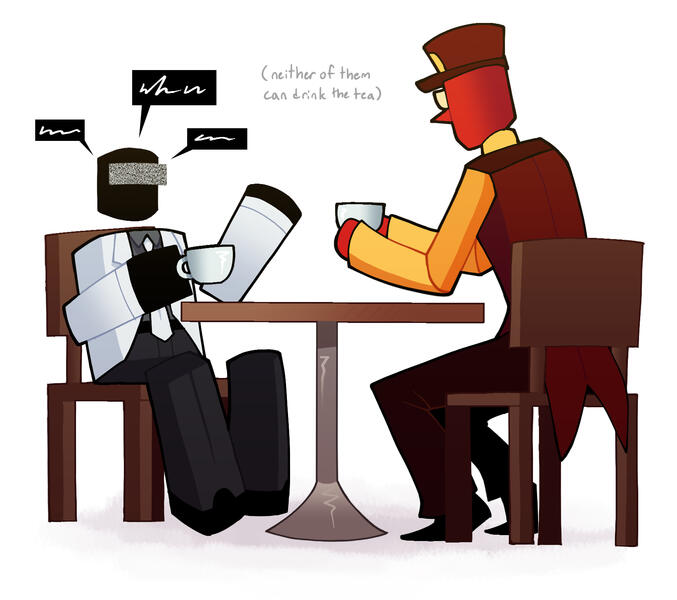 Cel-shaded full-body, 2 chars, props; $75